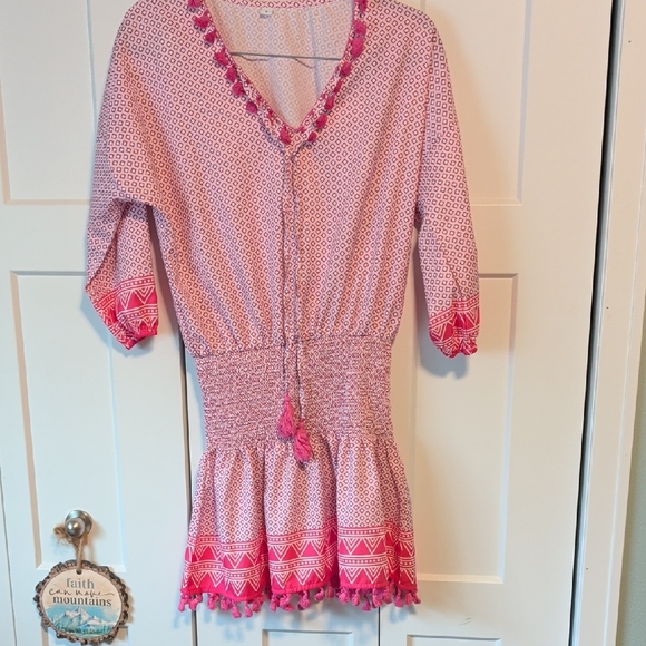 unbranded Other - Pink Patterned Cover Up with Tassels
